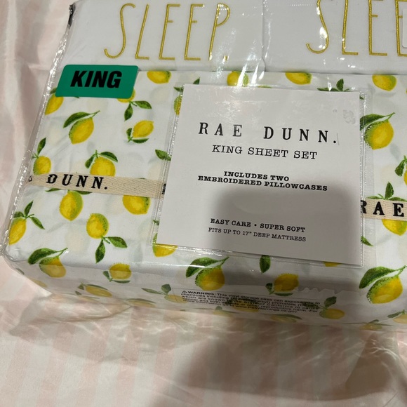 Rae Dunn King Size Lemon Sheet Set - Picture 3 of 4